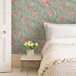 papel-de-parede-floral-mini-rosas-fundo-verde-acinzentado