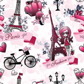 Papel De Parede Paris Fashion Pink Decoratons